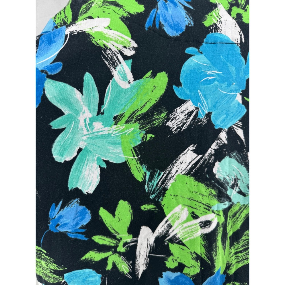 Ruby Rd Woman 2X Floral Knit Top Blue‎ Green Beaded Neck 3/4 Sleeve 95657 NEW - Picture 4 of 7